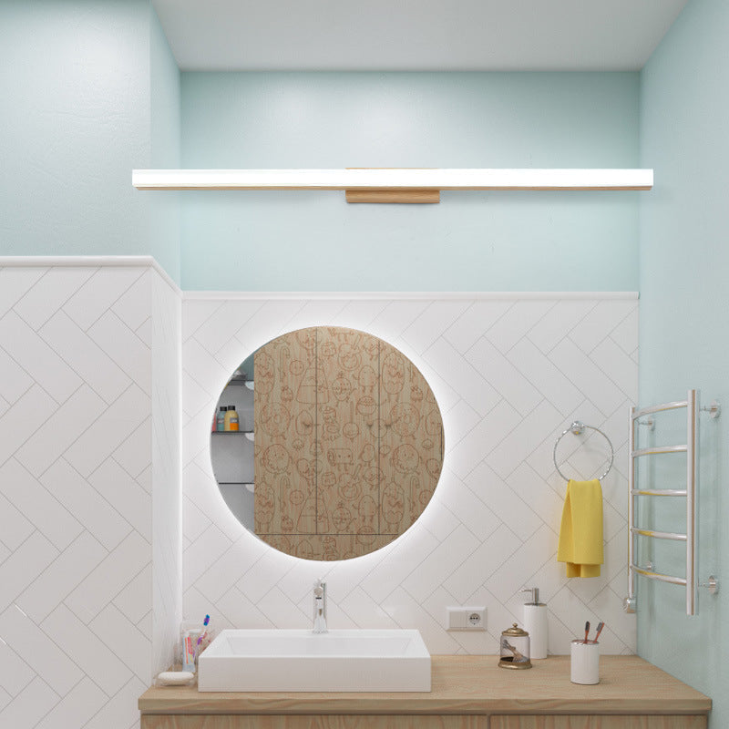 Linear LED Sconce 16W 32-Inch Wood & Acrylic for Vanity Bedroom Hallway Home Office Task Ambient Lighting Modern Hardwired Fixture Low-Profi