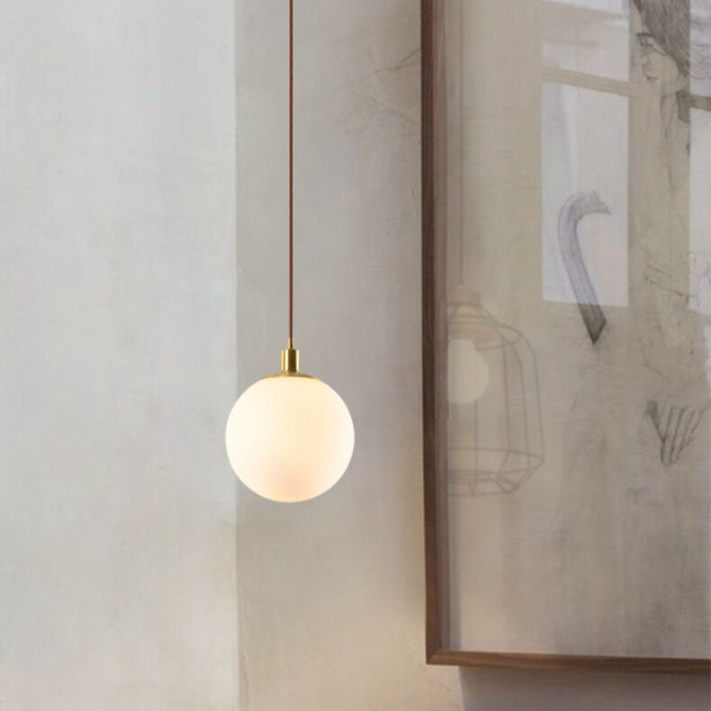 Adjustable Ceiling Pendant with Glass Shade for Entryway, Den, or Sleeping Space - Modern Suspended Fixture in White or Gold - 10 Inch Globe