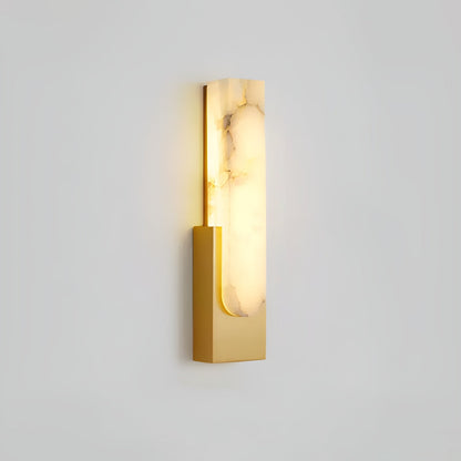 LED Sconce Light 20 Inch Vertical Alabaster Shade Gold Base Hardwired Modern Bedroom Hallway Wall Fixture for Contemporary Homes