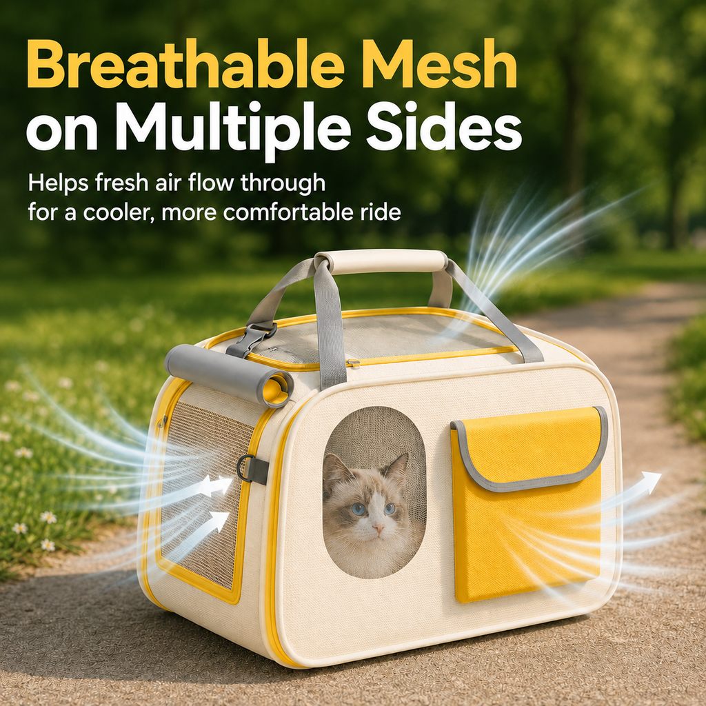 Ortekor Large Breathable Pet Carrier for Cats & Small Dogs - Roomy Travel Bag for Vet Visits, Road Trips & Daily Outings