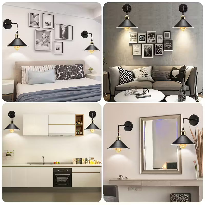 Industrial Wall Light Fixture – Oil-Rubbed Metal Accent Lamp for Bedroom, Living Room & Hallway – E26 Hardwired Sconce