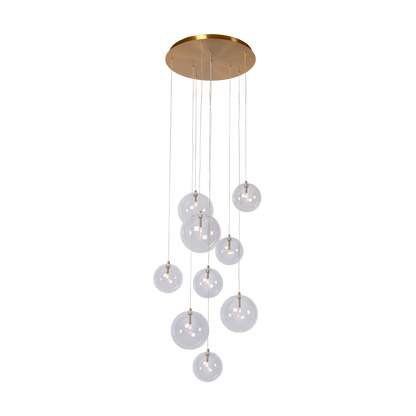 Multi-Globe Chandelier with Adjustable Drop Height 20 Inch Brass Finish for Dining Table Entry Foyer Kitchen Island Statement Lighting