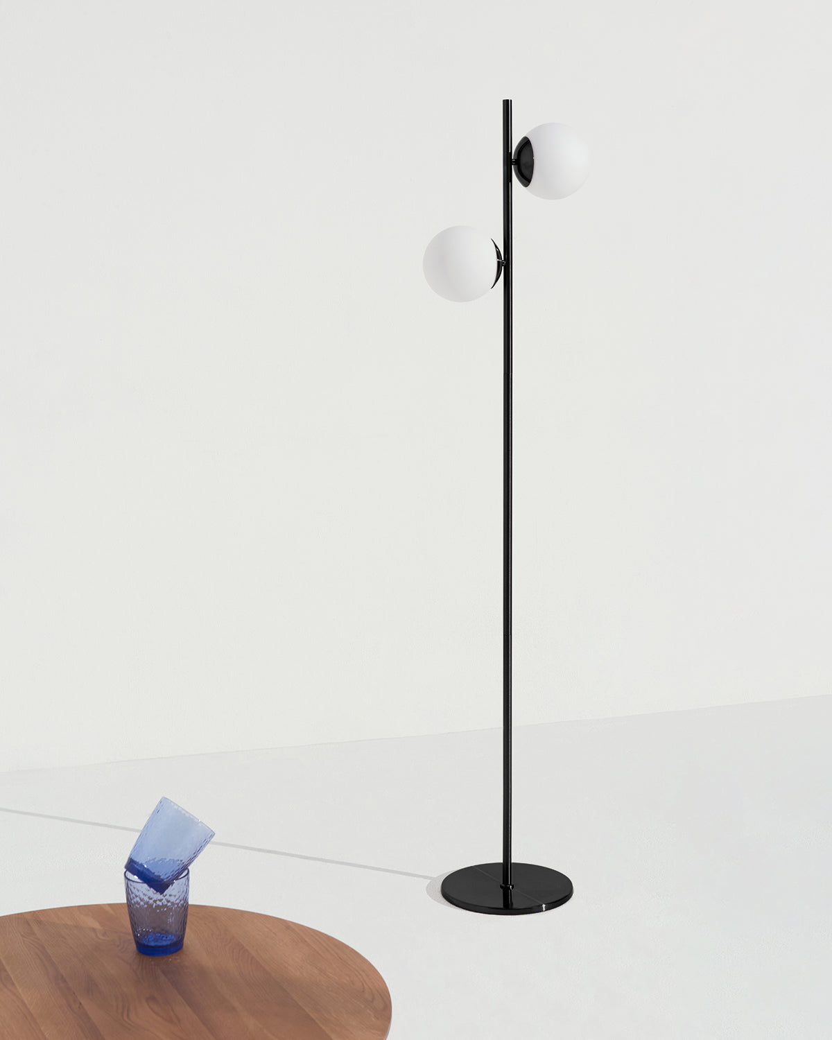 65-Inch Dual-Globe Standing Lamp White Frosted Glass Shades Metal Base Foot Switch 3000K Warm LED for Bedroom Reading Nook Corner Accent Sca