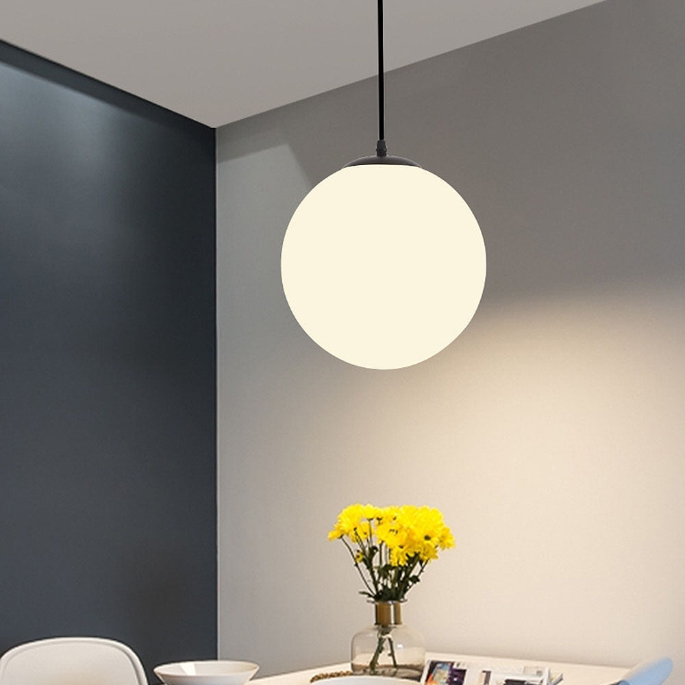 Globe Pendant Light E26 Socket for Kitchen Island Dining Room Bedroom Ceiling Lighting White 10 Inch Sphere Adjustable Hanging Fixture