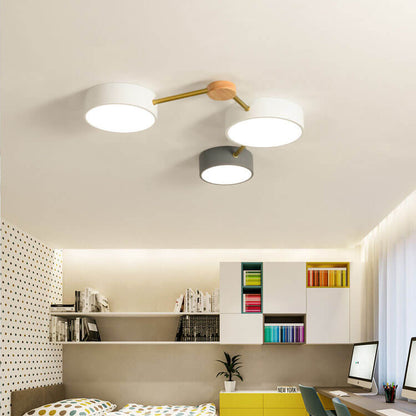Contemporary Ceiling Light with Natural Wood Accents & Integrated LED | Geometric Multi-Bar Design for Living Rooms, Bedrooms, Hallways