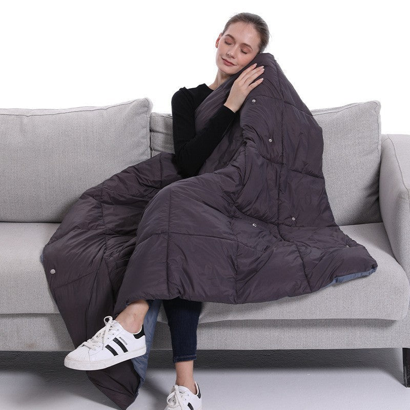 Oversized Hooded Throw Blanket with Sleeves and Foot Pocket Gray Wearable Wrap for Couch Reading TV Lounging