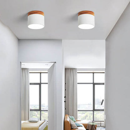Round Compact LED Ceiling Light with Tri-Color Temperature Switch for Hallways, Bedrooms & Living Rooms | Modern Nordic Style Flush Mount