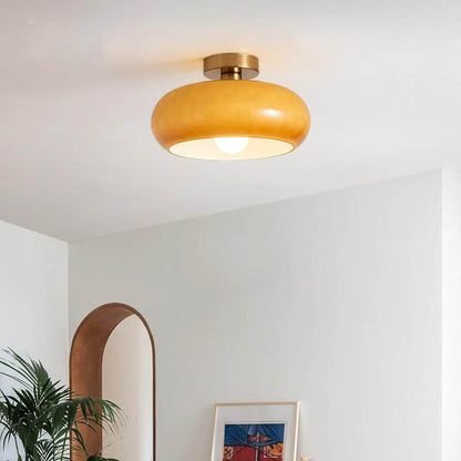 Spherical Glass Ceiling Fixture with Metallic Finish – Contemporary Single-Bulb Lighting for Living Room, Bedroom & Entryway
