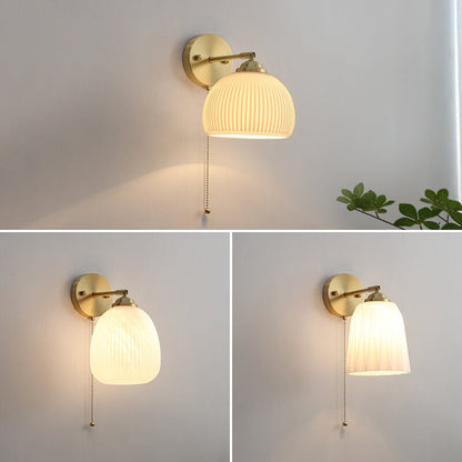 Compact Sconce Light Fixture White Shade Brass Accent 6 inch Wide for Bedroom Hallway Reading Nook Ambient Lighting E26 Socket Modern Minima