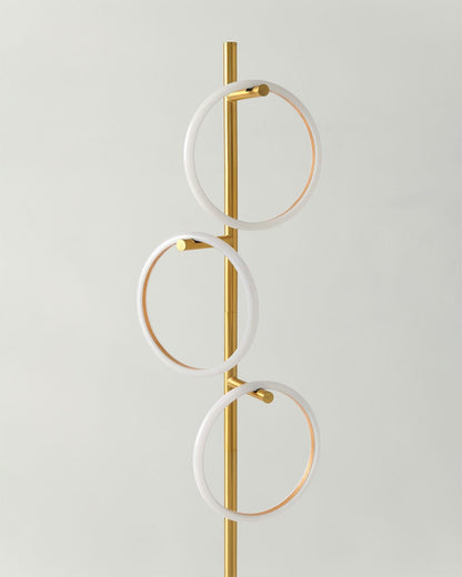 Triple-Ring LED Floor Lamp with Dimmer – 66" Tall Standing Light for Bedroom & Living Areas – Gold Metal Reading Lamp
