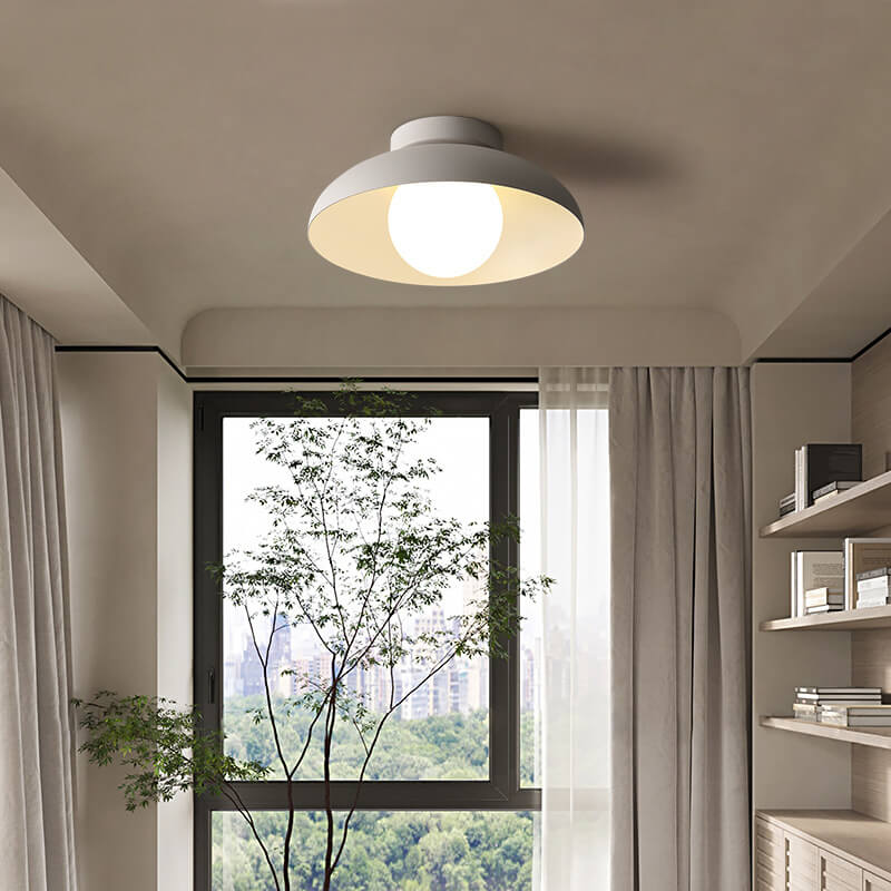 Close-to-Ceiling Metal & Glass Light Fixture 12 Inch Black for Bedrooms Entryways Low Profile Modern Overhead Lighting G9 Socket
