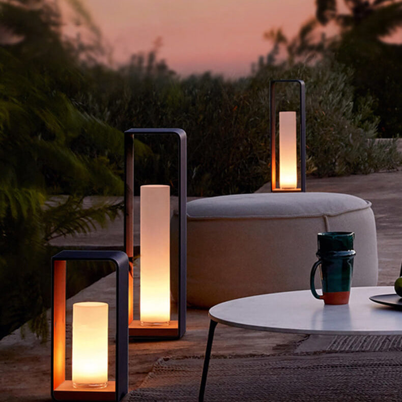 Outdoor Column Path Light – LED Weatherproof Garden Lamp with Rectangular Frame for Patio, Walkway & Landscaping