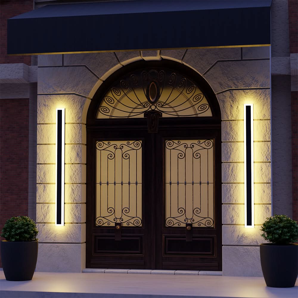 LED Outdoor Wall Light Modern Minimalist for Garden Patio Balcony Waterproof Black Metal Sconce with Motion Sensor & Dimmable