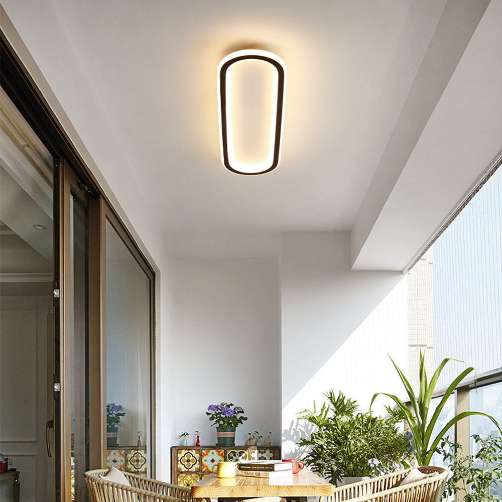 Oval Ceiling Light Fixture with Integrated LED Strip – Modern Flush Mount for Hallway, Bedroom & Living Room