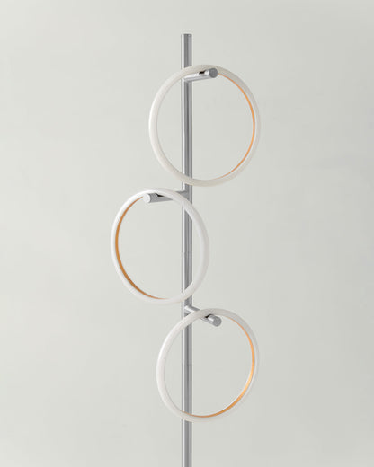 Triple-Ring LED Floor Lamp with Dimmer – 66" Tall Standing Light for Bedroom & Living Areas – Gold Metal Reading Lamp