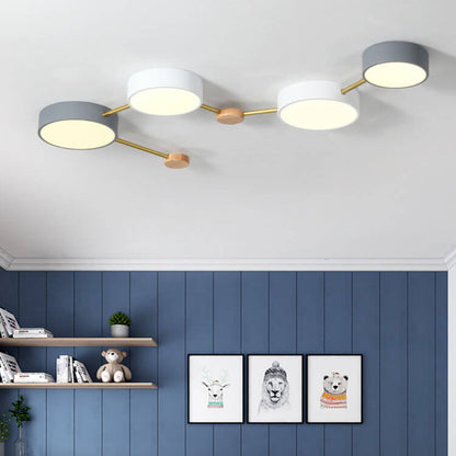 Contemporary Ceiling Light with Natural Wood Accents & Integrated LED | Geometric Multi-Bar Design for Living Rooms, Bedrooms, Hallways