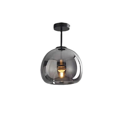 Ceiling Light Fixture Iron & Glass 10×11 inch Smoky Shade for Bedroom Hallway Living Room Modern Semi-Flush Design Hardwired E26 Base