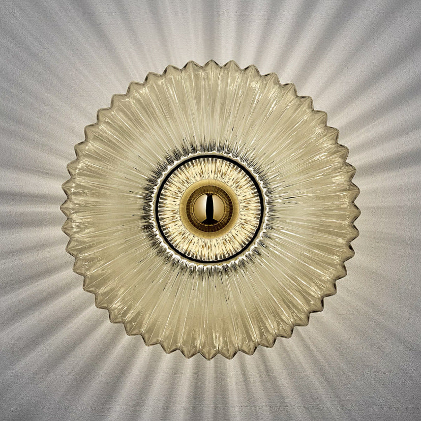 Ribbed Glass Sconce Light Fixture 9.4 Inch Hardwired E26 Bedside Hallway Accent Lamp Frosted Shade Vintage Inspired Bathroom Reading Light W