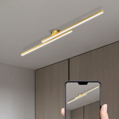 Flush Mount LED Overhead Light | Black Aluminum Linear Low-Profile Fixture for Bedrooms, Entryways & Compact Spaces | Modern Minimalist Desi