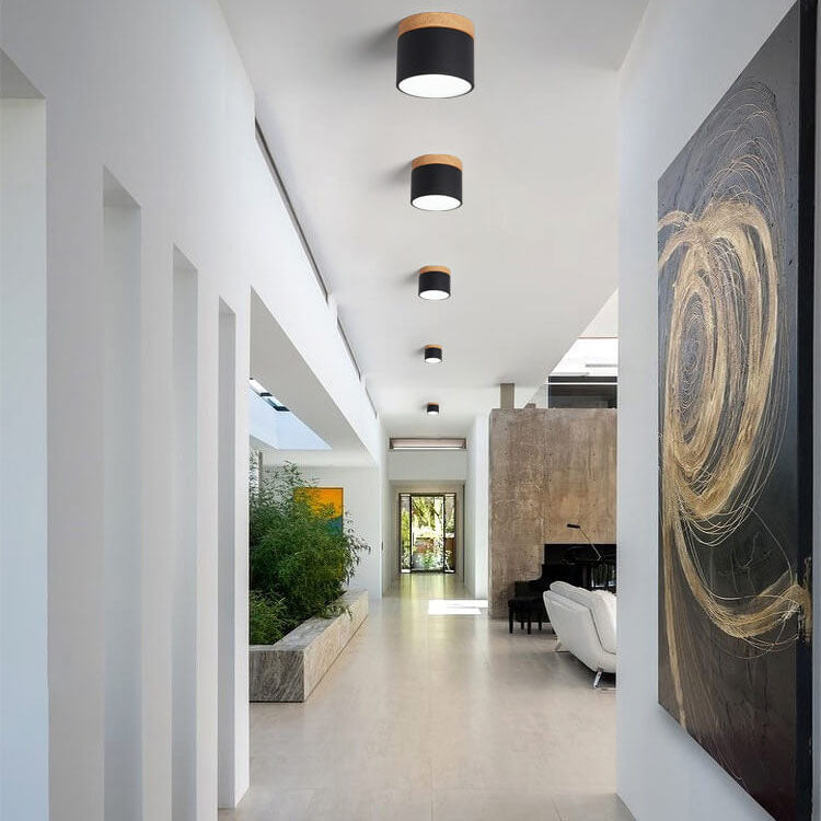 Round Compact LED Ceiling Light with Tri-Color Temperature Switch for Hallways, Bedrooms & Living Rooms | Modern Nordic Style Flush Mount