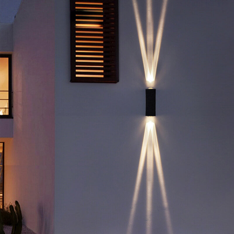 Hardwired LED Sconce Black Aluminum 7 in Up & Down Beam Exterior House Fence Porch Entry Modern 10W 110V Warm White Neutral 3000K 4000K 5000