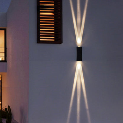 Hardwired LED Sconce Black Aluminum 7 in Up & Down Beam Exterior House Fence Porch Entry Modern 10W 110V Warm White Neutral 3000K 4000K 5000