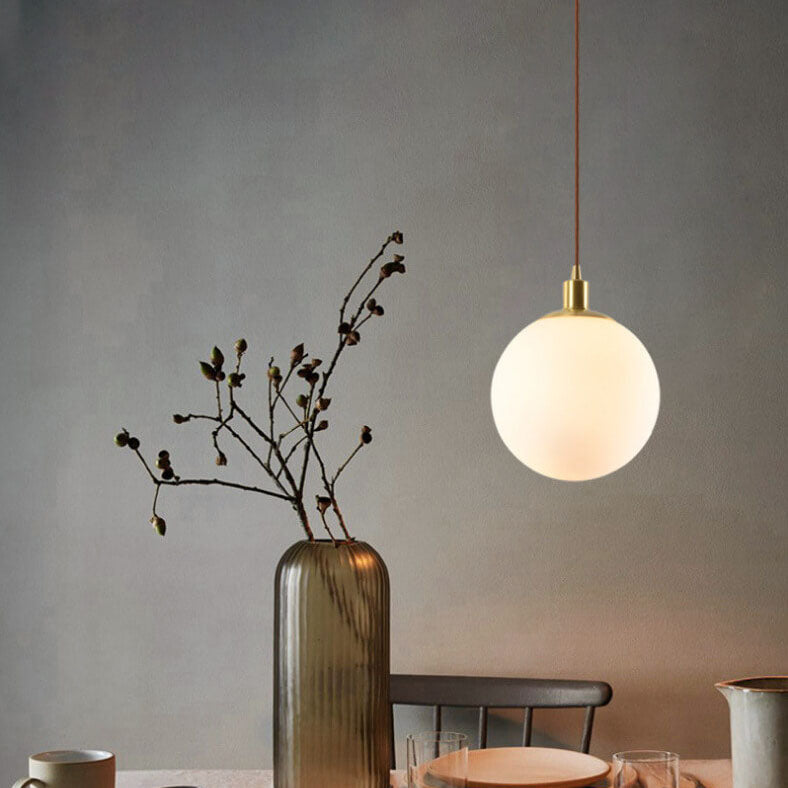 Adjustable Ceiling Pendant with Glass Shade for Entryway, Den, or Sleeping Space - Modern Suspended Fixture in White or Gold - 10 Inch Globe