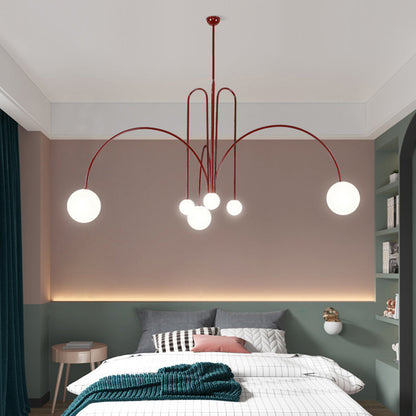 Multi-Pendant Glass Chandelier for Dining Room & Living Room – Adjustable Height Suspension Fixture with LED Bulbs