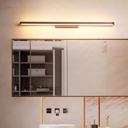 Linear LED Vanity Light for Bathroom Mirror 31-Inch Aluminum Coffee Brown Modern Wall Sconce for Makeup Grooming Dressing Table Fixed Mount