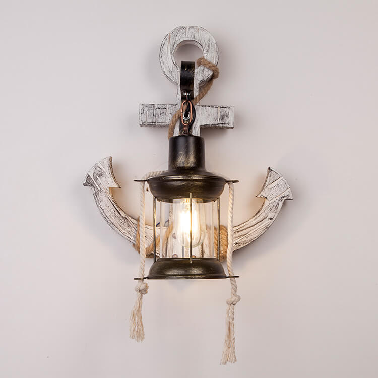 Industrial Wall Sconce Light Fixture with Glass Shade for Entryway Bedroom & Living Areas | Wood & Metal Accent Lighting E26 Socket