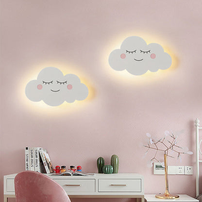 Cloud-Shaped LED Wall Sconce – Modern Metal & Acrylic Light Fixture for Bedroom, Nursery & Living Room – Hardwired White, Pink or Blue