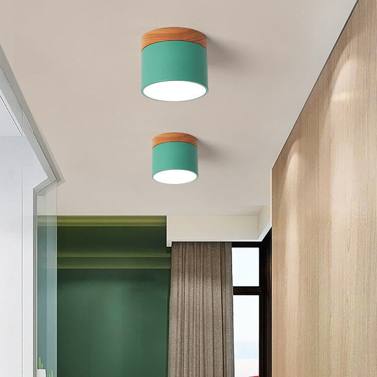 Round Compact LED Ceiling Light with Tri-Color Temperature Switch for Hallways, Bedrooms & Living Rooms | Modern Nordic Style Flush Mount