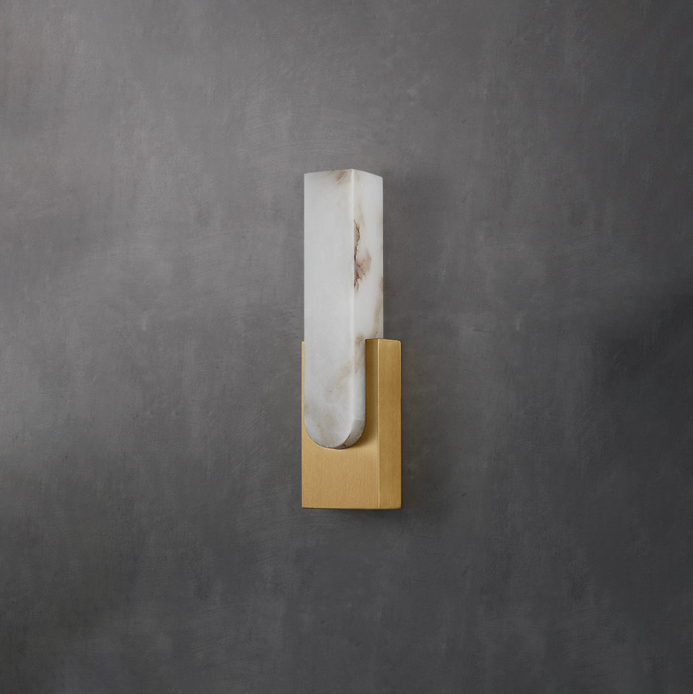 LED Sconce Light 20 Inch Vertical Alabaster Shade Gold Base Hardwired Modern Bedroom Hallway Wall Fixture for Contemporary Homes