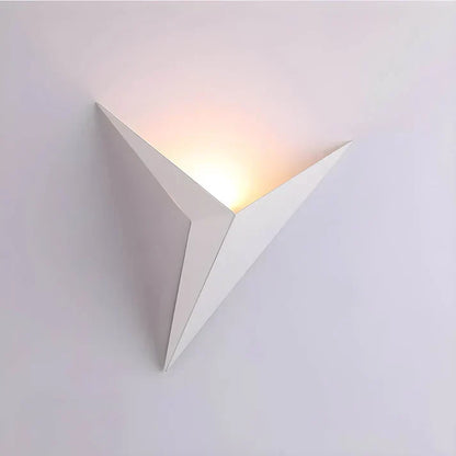 Iron Sconce Light 7.9 in Diameter Black Geometric Origami Shape 3000K Warm LED for Bedroom Hallway Living Spaces Modern Minimalist Indirect