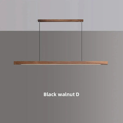 LED Wood Dining Room Fixture 47-Inch Linear Hanging Light Adjustable Height Island Chandelier Natural Pine Kitchen Suspended Lighting Modern