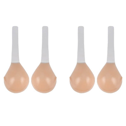 Adhesive Silicone Push-Up Cups with Clear Adjustable Straps for Backless, Strapless & Low-Cut Outfits, Wireless Stick-On Support for Women,
