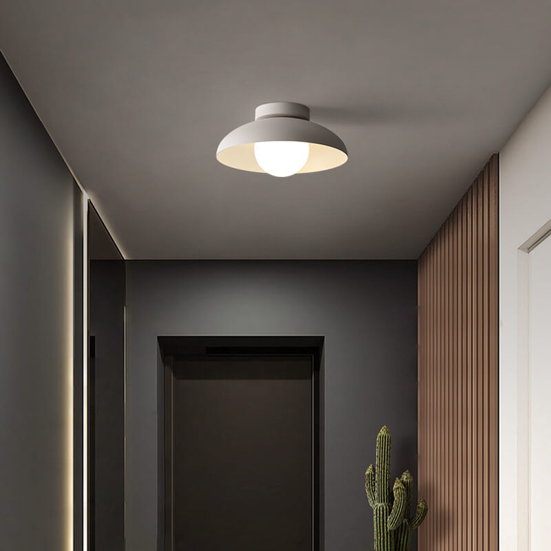 Close-to-Ceiling Metal & Glass Light Fixture 12 Inch Black for Bedrooms Entryways Low Profile Modern Overhead Lighting G9 Socket