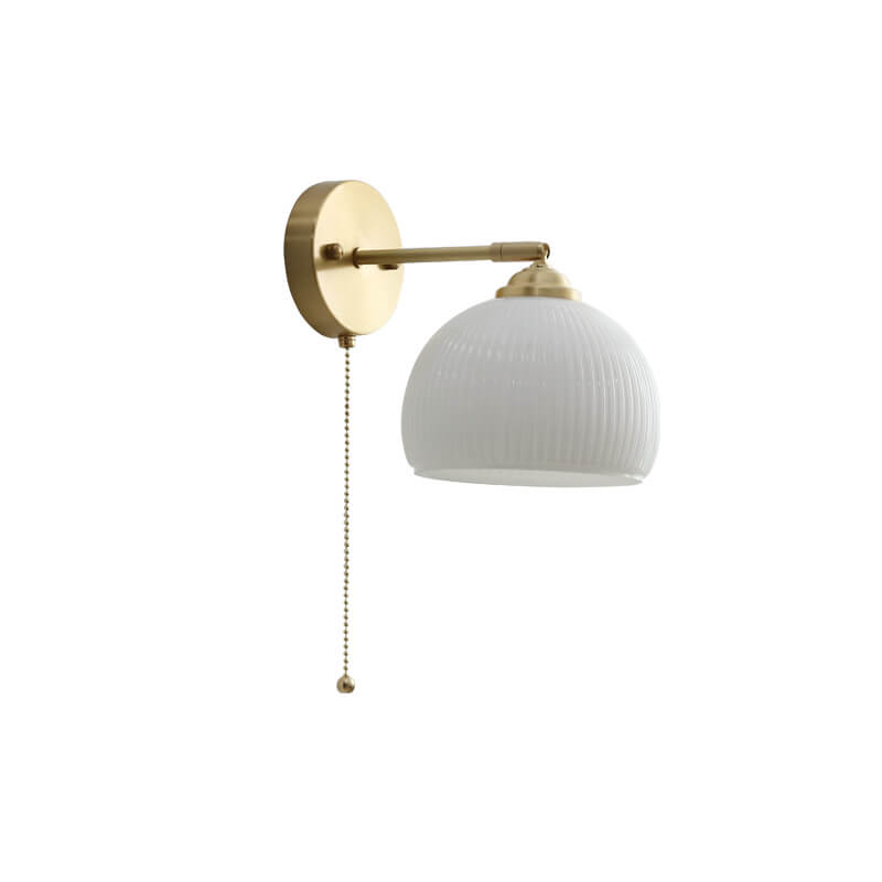 Compact Sconce Light Fixture White Shade Brass Accent 6 inch Wide for Bedroom Hallway Reading Nook Ambient Lighting E26 Socket Modern Minima