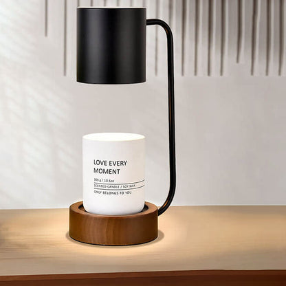 Flameless Scented Wax Warmer Lamp with Wood Base & Dimmable Ambient Light for Bedroom Living Room