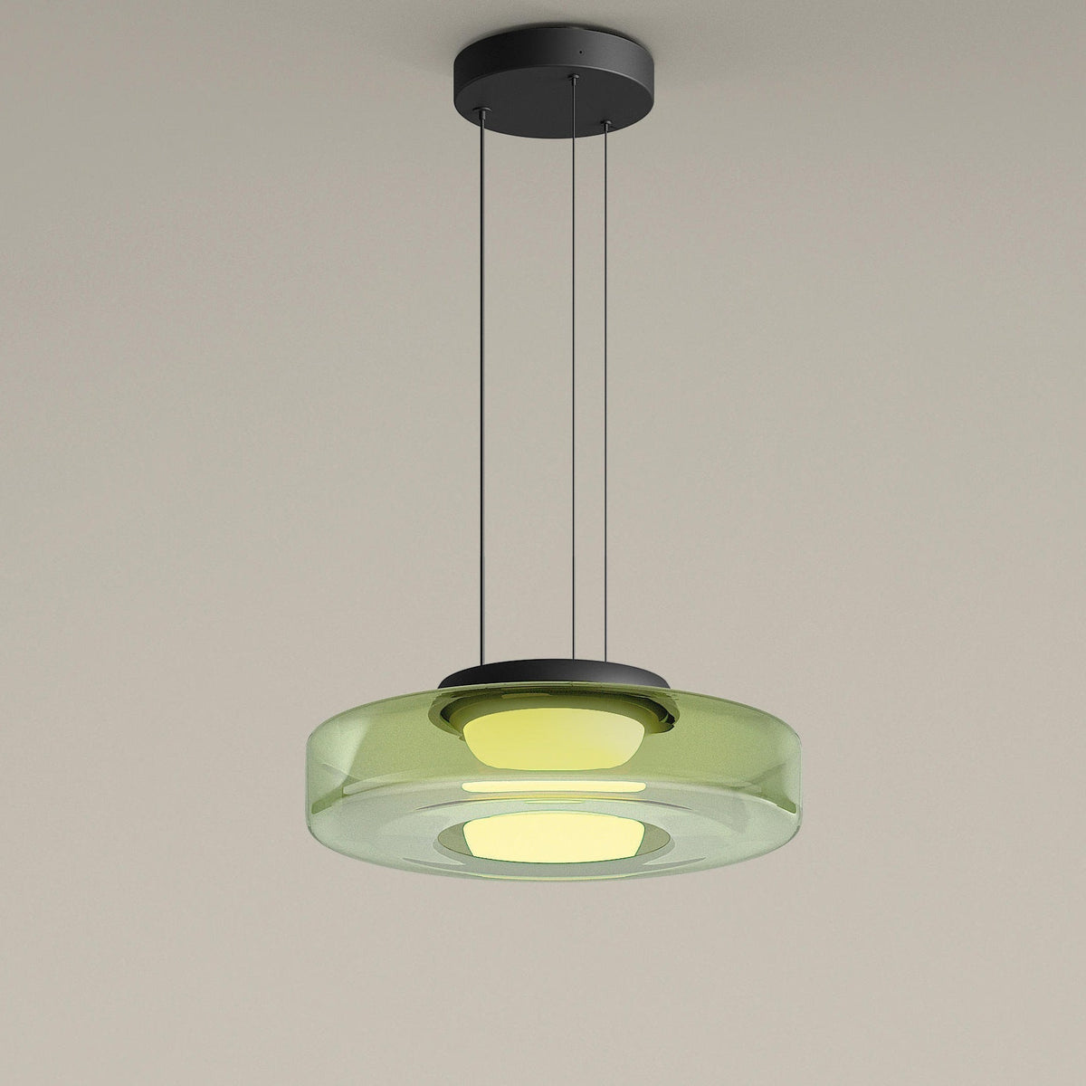 Tiered Glass Hanging Fixture 12 in Amber for Dining Tables Kitchen Islands Contemporary Statement Overhead Illumination