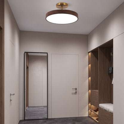 Close-to-Ceiling LED Fixture 12-Inch Iron Round Low-Profile for Hallways Bedrooms Kitchens Entryways Modern Dimmable 3000K-5000K