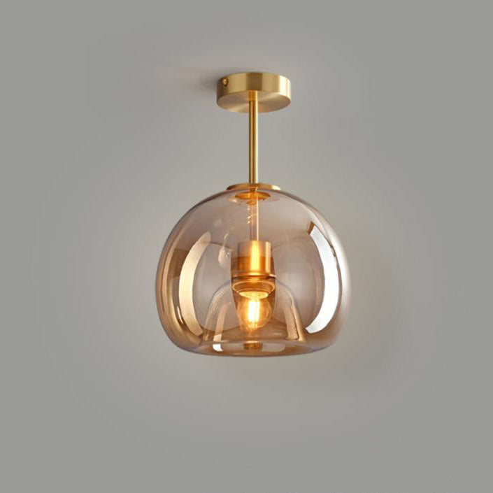 Ceiling Light Fixture Iron & Glass 10×11 inch Smoky Shade for Bedroom Hallway Living Room Modern Semi-Flush Design Hardwired E26 Base