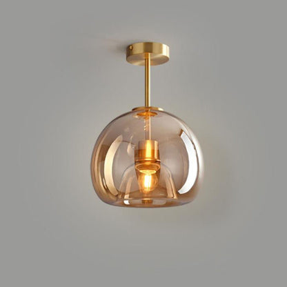Ceiling Light Fixture Iron & Glass 10×11 inch Smoky Shade for Bedroom Hallway Living Room Modern Semi-Flush Design Hardwired E26 Base