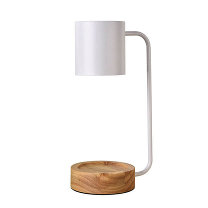 Wood & Metal Desk Lamp with GU10 Socket for Bedroom Nightstand Reading Study Room Office Task Lighting Plug-In Accent Light 6.7"