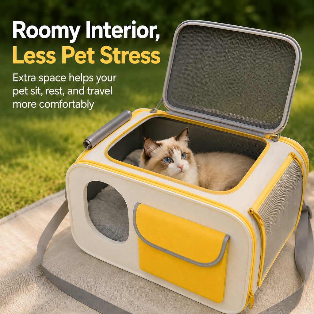 Ortekor Large Breathable Pet Carrier for Cats & Small Dogs - Roomy Travel Bag for Vet Visits, Road Trips & Daily Outings