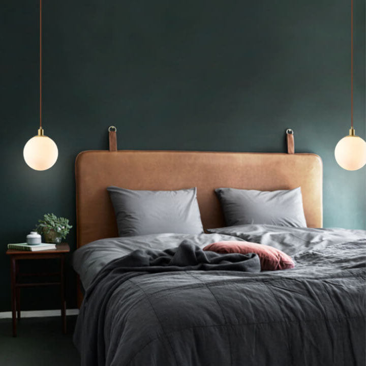 Adjustable Ceiling Pendant with Glass Shade for Entryway, Den, or Sleeping Space - Modern Suspended Fixture in White or Gold - 10 Inch Globe
