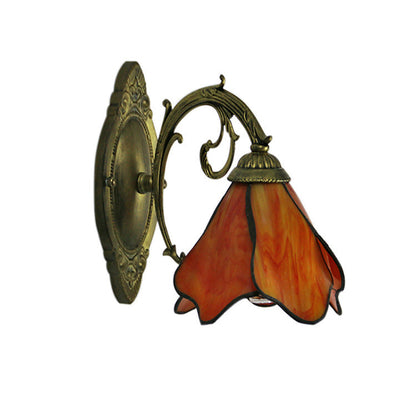 Glass Shade Wall Sconce in Blue Red Pink Bronze Clear 10×8 Inches for Bedroom Bedside Living Room Study Hardwired E26 Socket Metal Resin