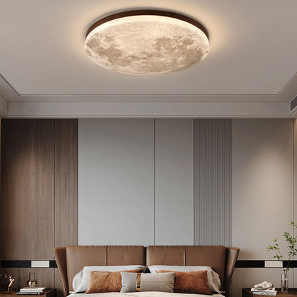 Circular LED Flush Mount Ceiling Light Wood Trim Acrylic Diffuser Hardwired Low Profile for Bedroom Hallway Kitchen Dining Room Entryway