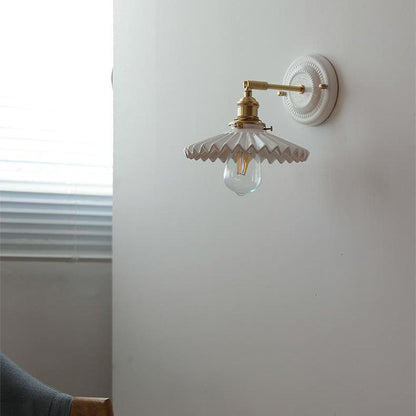 Ceramic & Brass Wall Sconce with Minimalist Contemporary Design for Bedroom, Living Room & Study | E26 Socket