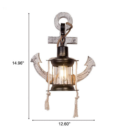 Industrial Wall Sconce Light Fixture with Glass Shade for Entryway Bedroom & Living Areas | Wood & Metal Accent Lighting E26 Socket